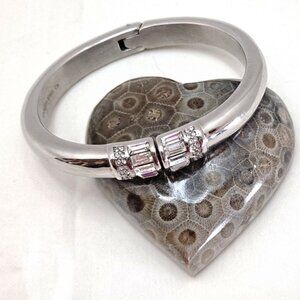 FASHION BRACELET ~ CRYSTAL & SILVER BLING ~ MICHAEL KOHRS ~ HINGED STAINLESS XO